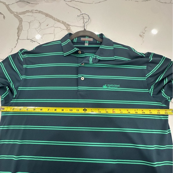 Peter Millar Summer Comfort Polo Shirt Medium Green Striped Amelia Island Resort - Picture 8 of 10